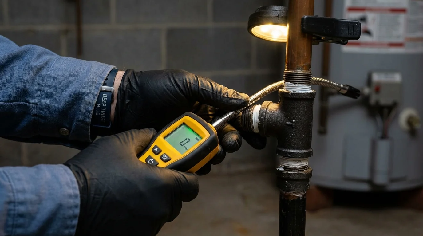 Gas leak detection with electronic sniffer by Johns Plumbing LLC in Tuscarawas