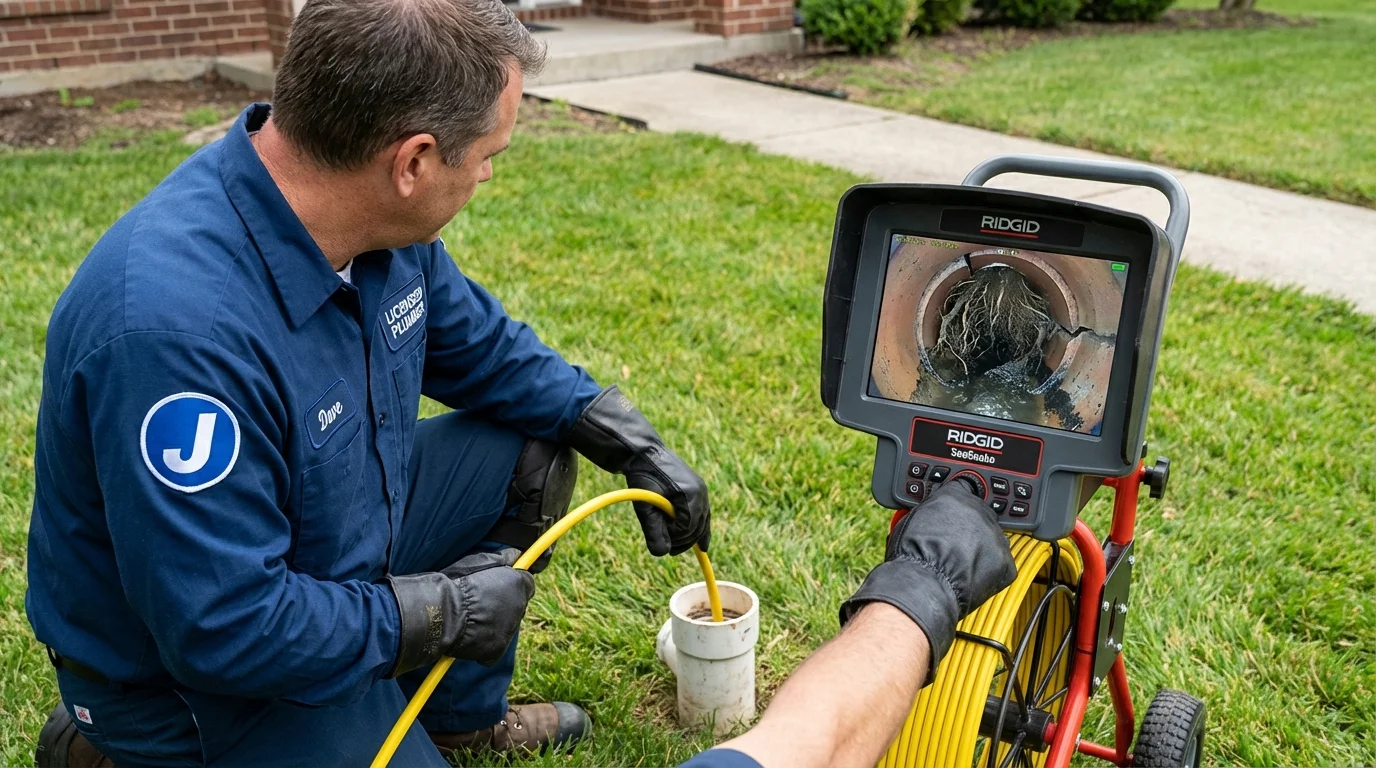 Sewer camera inspection being performed by Johns Plumbing LLC in Tuscarawas