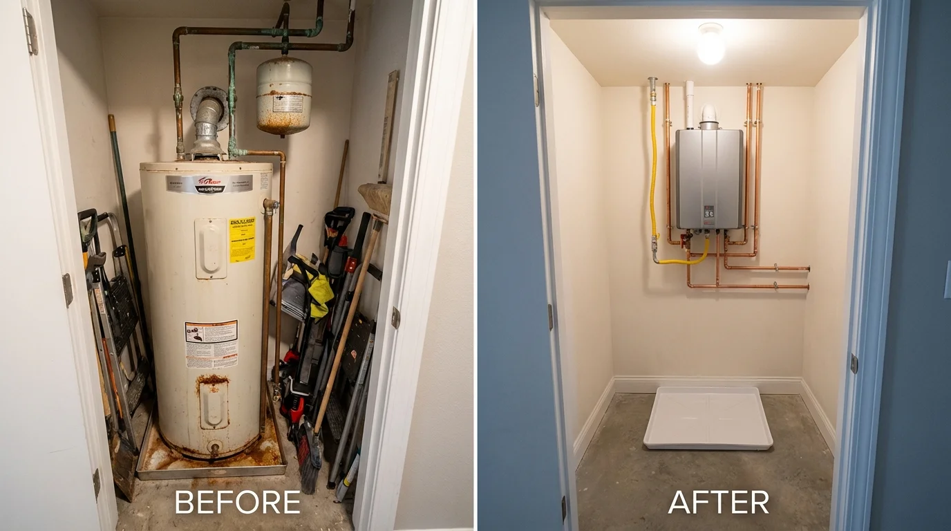 Tank water heater versus wall-mounted tankless unit comparison for Tuscarawas, OH homeowners